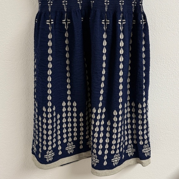 MAX STUDIO Fit and Flare, Smocked Mini Dress, Navy xs - Picture 3 of 11